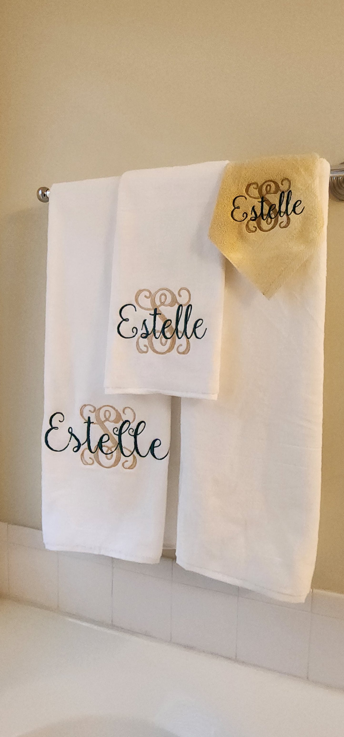 Custom embroider 27 x 53 bath towels