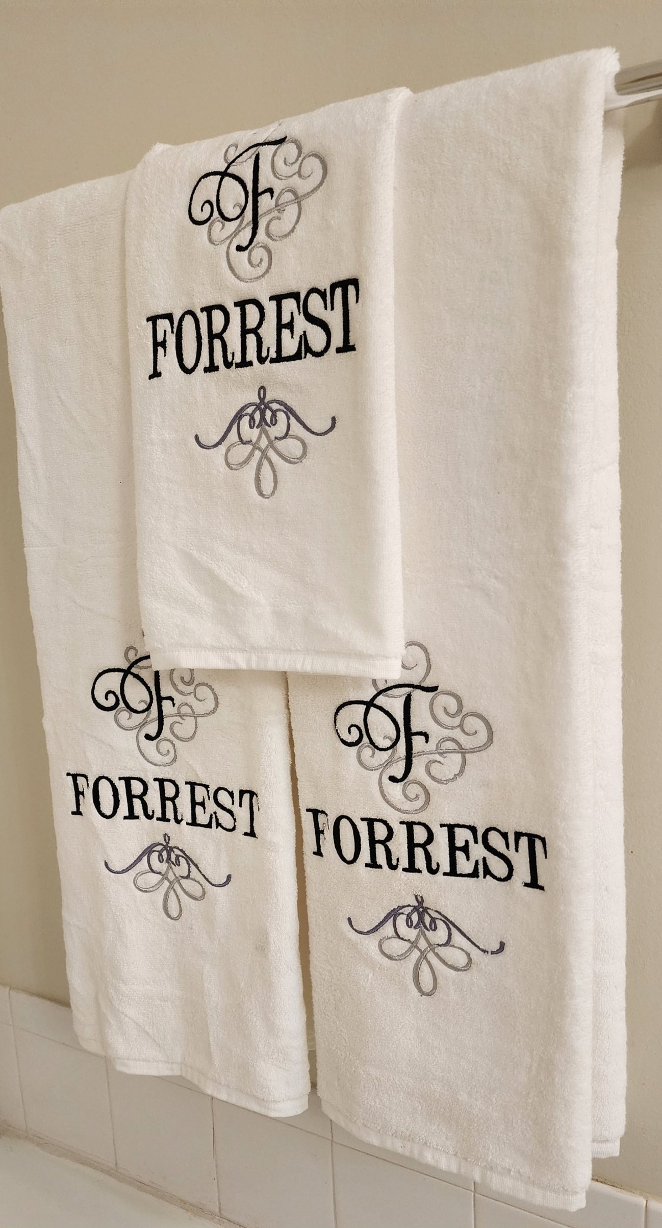 Custom embroider 27 x 53 bath towels