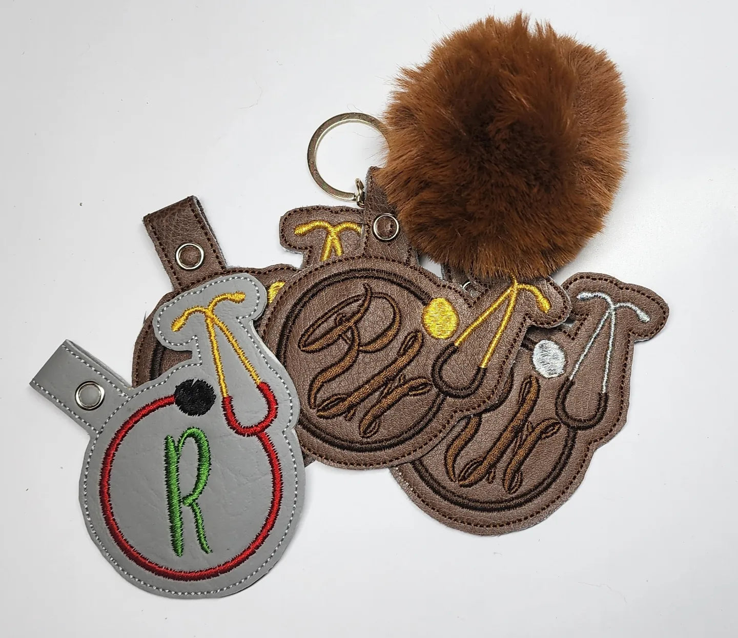 Embroidered stethoscope Key fobs