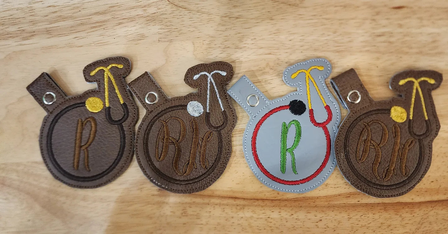 Embroidered stethoscope Key fobs